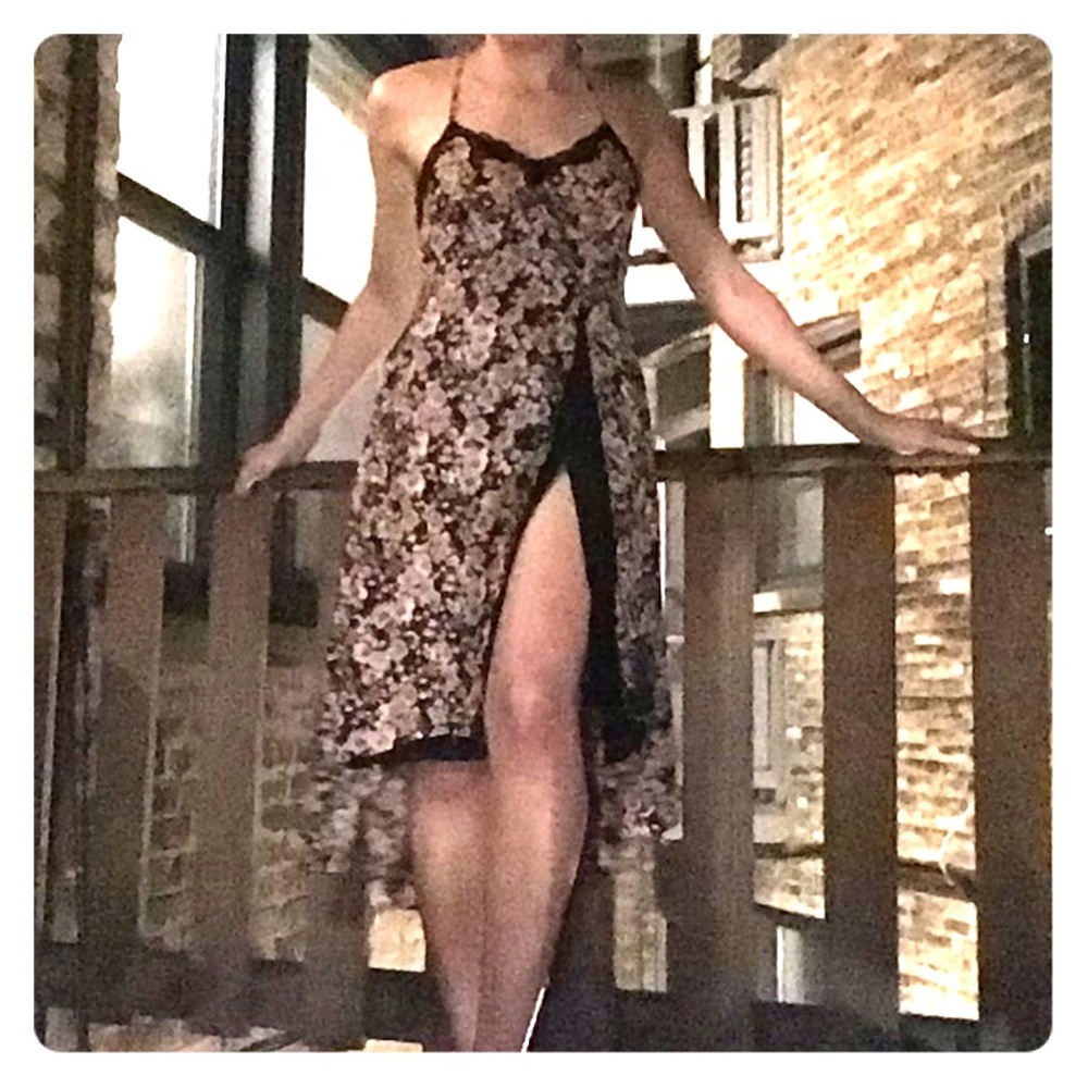 High-Low Floral Slip Dress